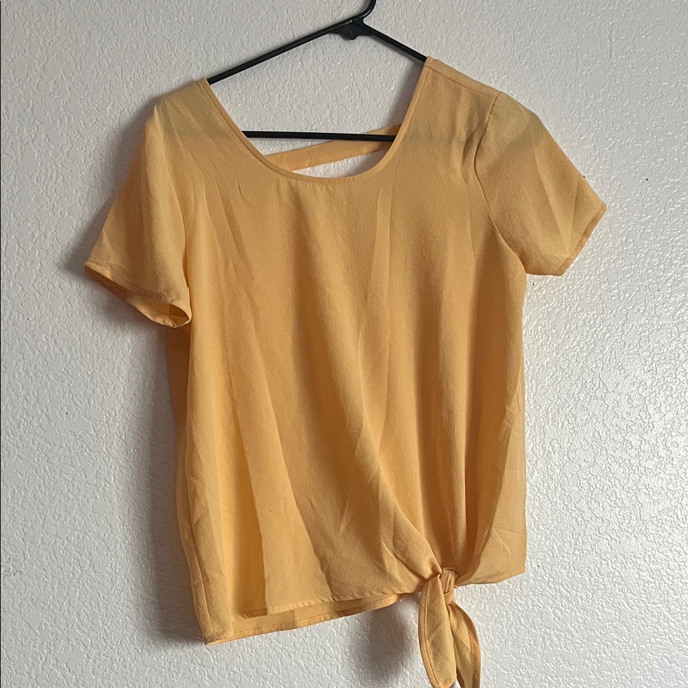 Women's Yellow Tie-Front Top